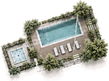 Pool and spa from above